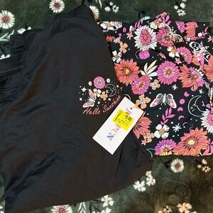Black and Floral Pajama Set
